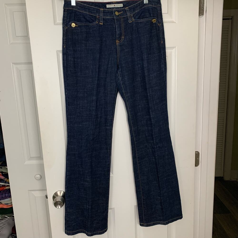 Tommy Hilfiger Dark Wash Flat Front Denim Jeans - Women's Size 10 - Picture 2 of 10